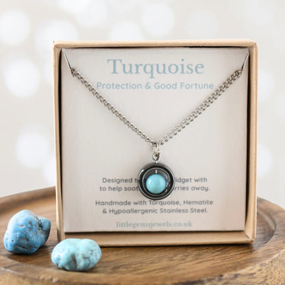 Turquoise Fidget Spinner Necklace