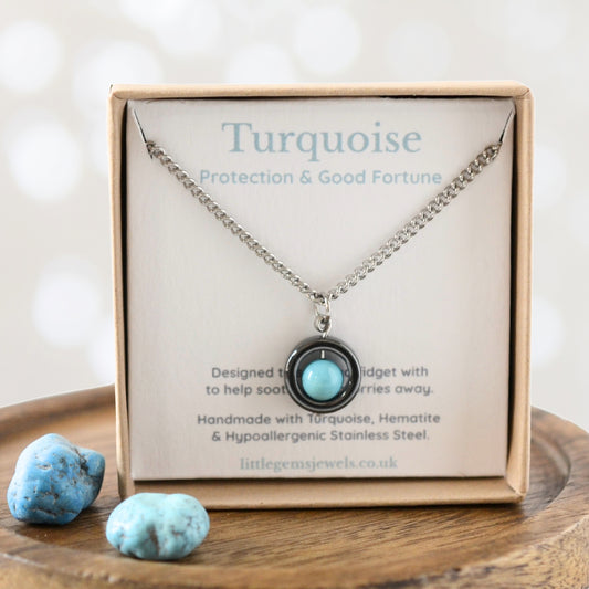 Turquoise Fidget Spinner Necklace