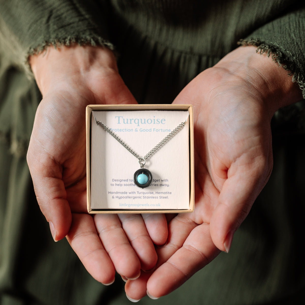 Turquoise Fidget Spinner Necklace