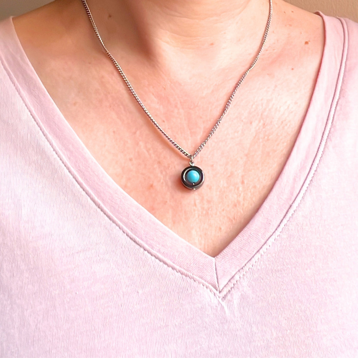 Turquoise Fidget Spinner Necklace