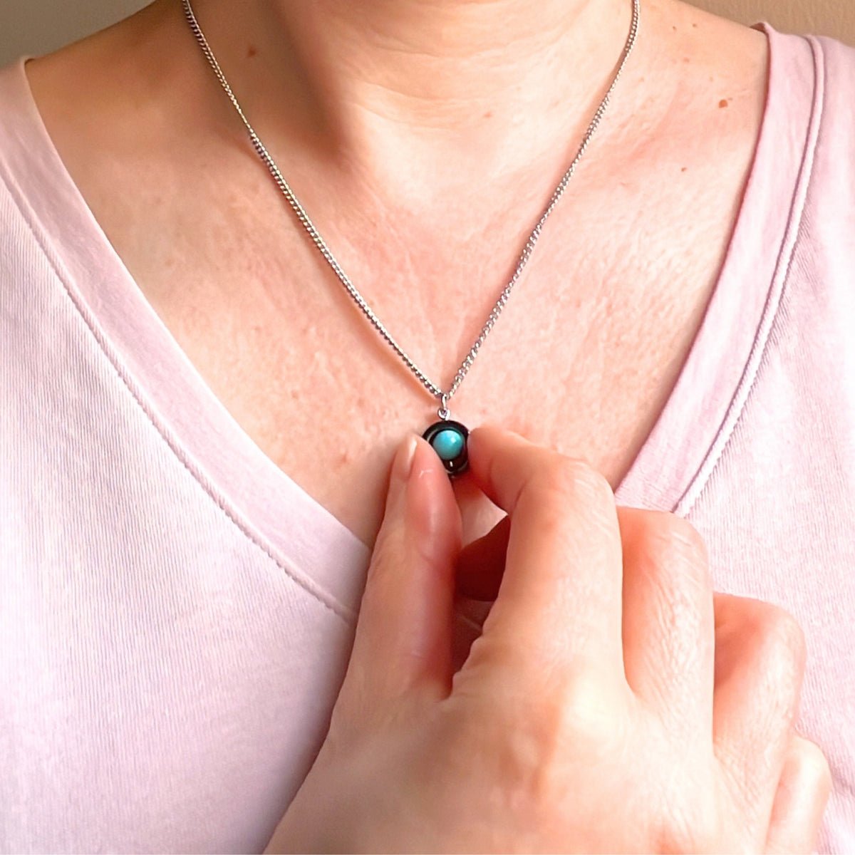 Turquoise Fidget Spinner Necklace