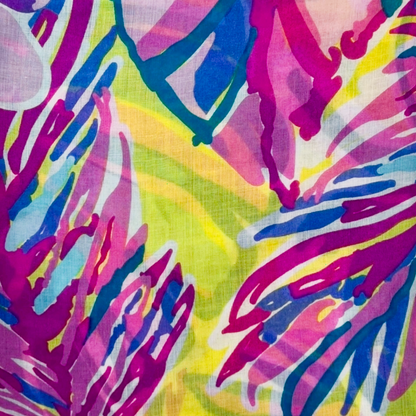 Yellow Tropical Flowers & Leaves Scarf