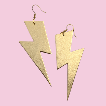 Extra large gold lightning bolt earrings