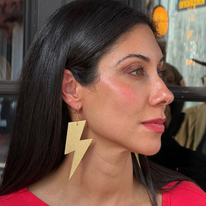 Extra large gold lightning bolt earrings