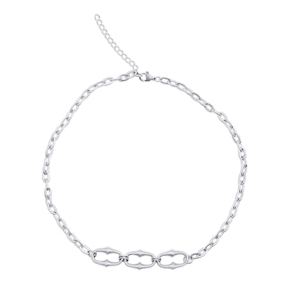 Stainless steel chain necklace on a white background
