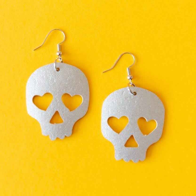 Gold or silver skull earrings