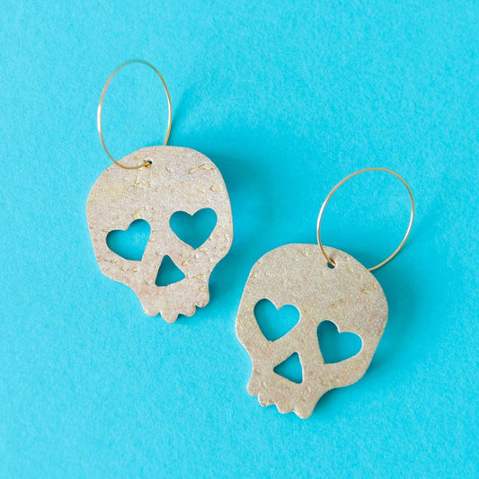 Gold or silver skull earrings