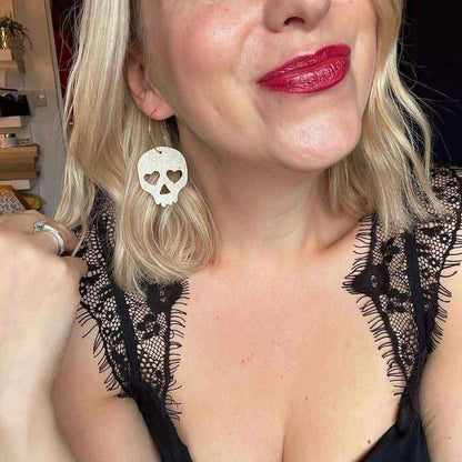 Gold or silver skull earrings