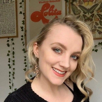 Leopard print lightning bolt earrings