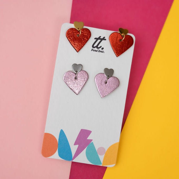 Lovestruck Leigh red mini heart stud earrings