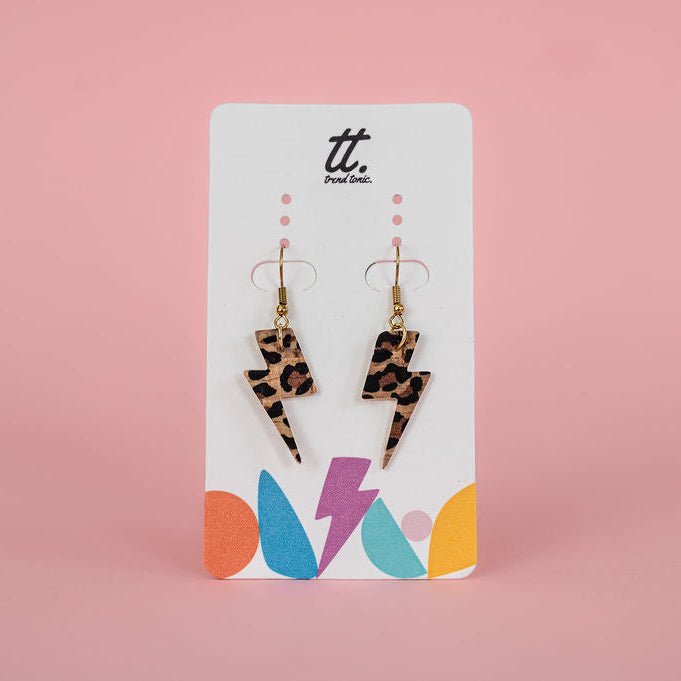 Mini gold glitter lightning bolt earrings