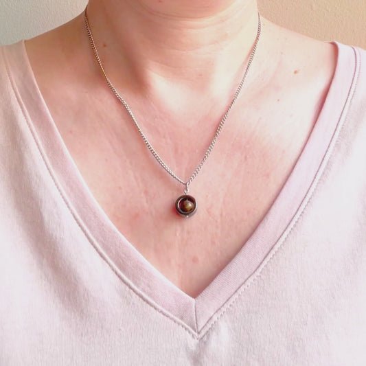 Tigers Eye Fidget Spinner Necklace