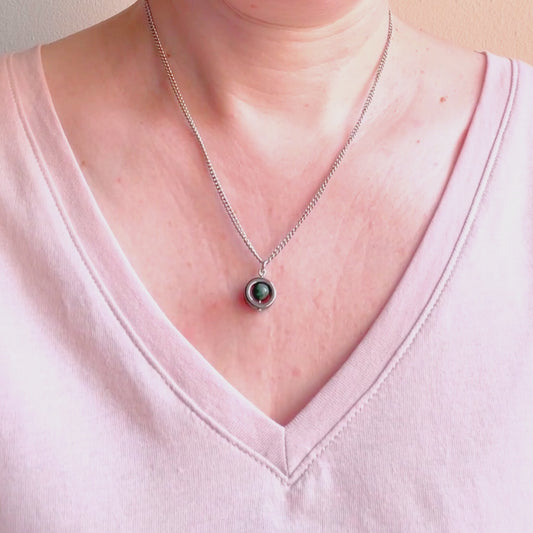 Bloodstone Fidget Spinner Necklace