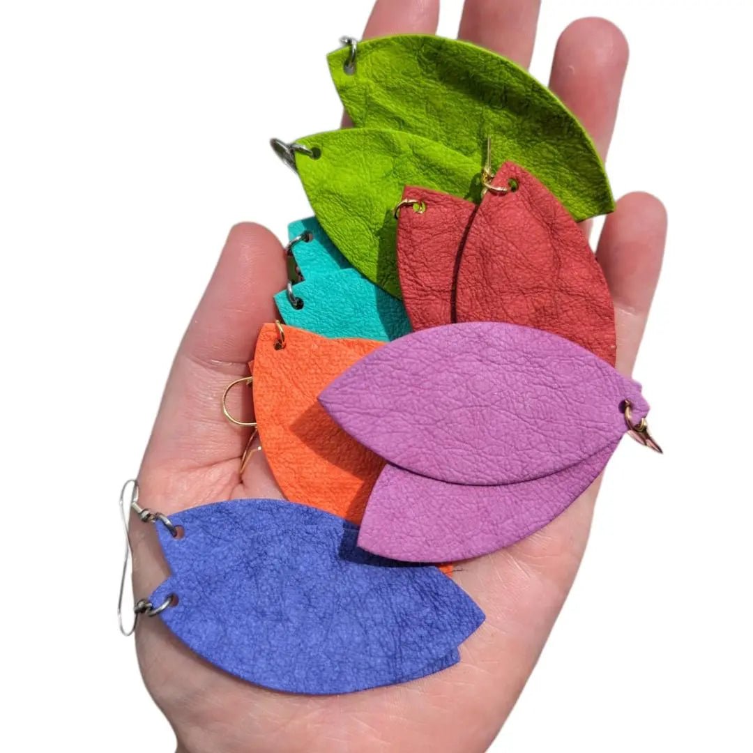 Purple plant paper leaf earrings