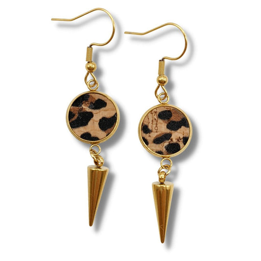 Spiked cork and steel earrings