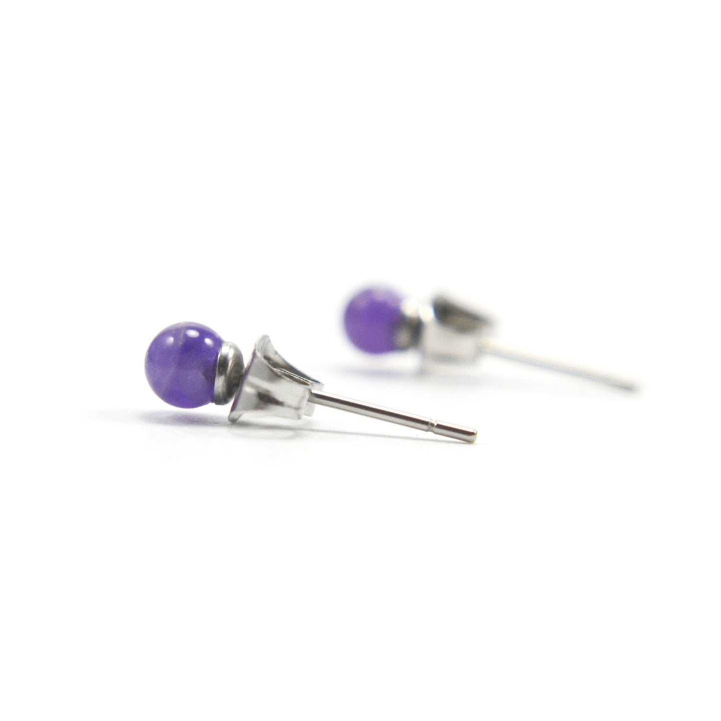 Small Purple Amethyst Stud Earrings